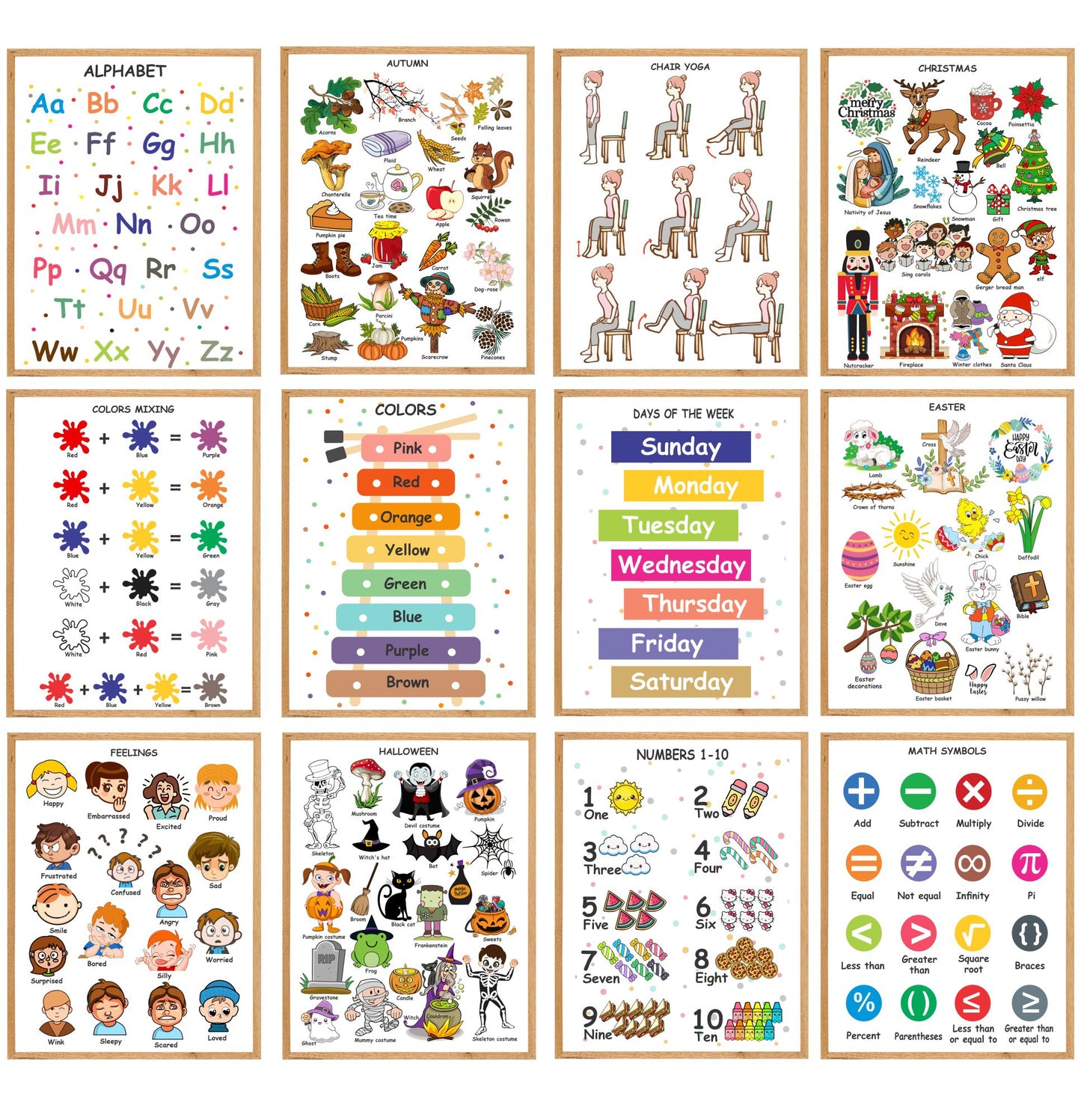 Kids Wall Art, Stickers, Bookmarks Bundle