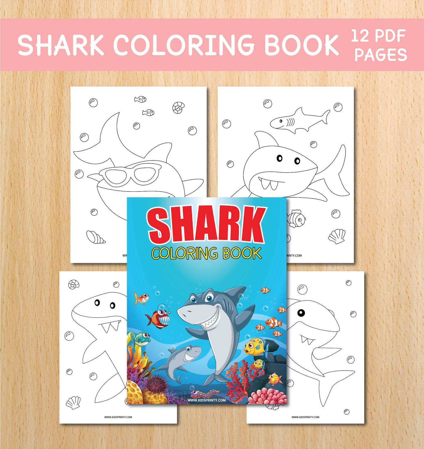 Shark Coloring Book (12 Pages)