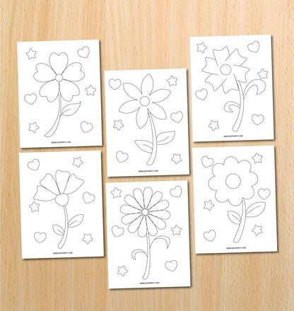 Simple Flower Coloring Book (17 Pages)